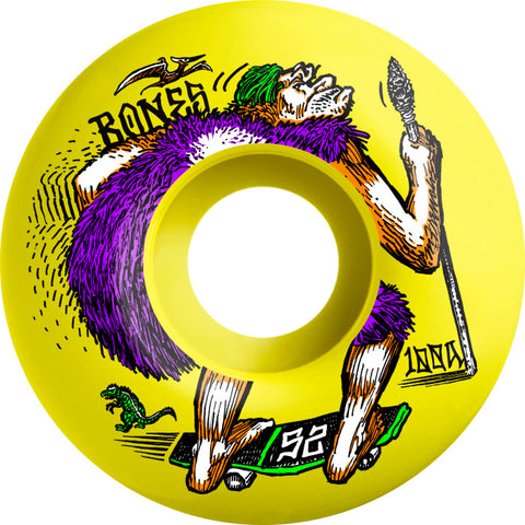 BONES WHEELS OG Formula Skateboard Wheels NEONderthal 52mm V4 Wide 100A 4pk Yellow