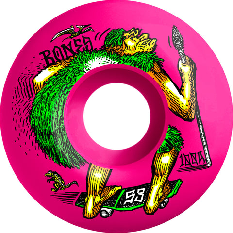 BONES WHEELS OG Formula Skateboard Wheels NEONderthal 53mm V4 Wide 100A 4pk Pink